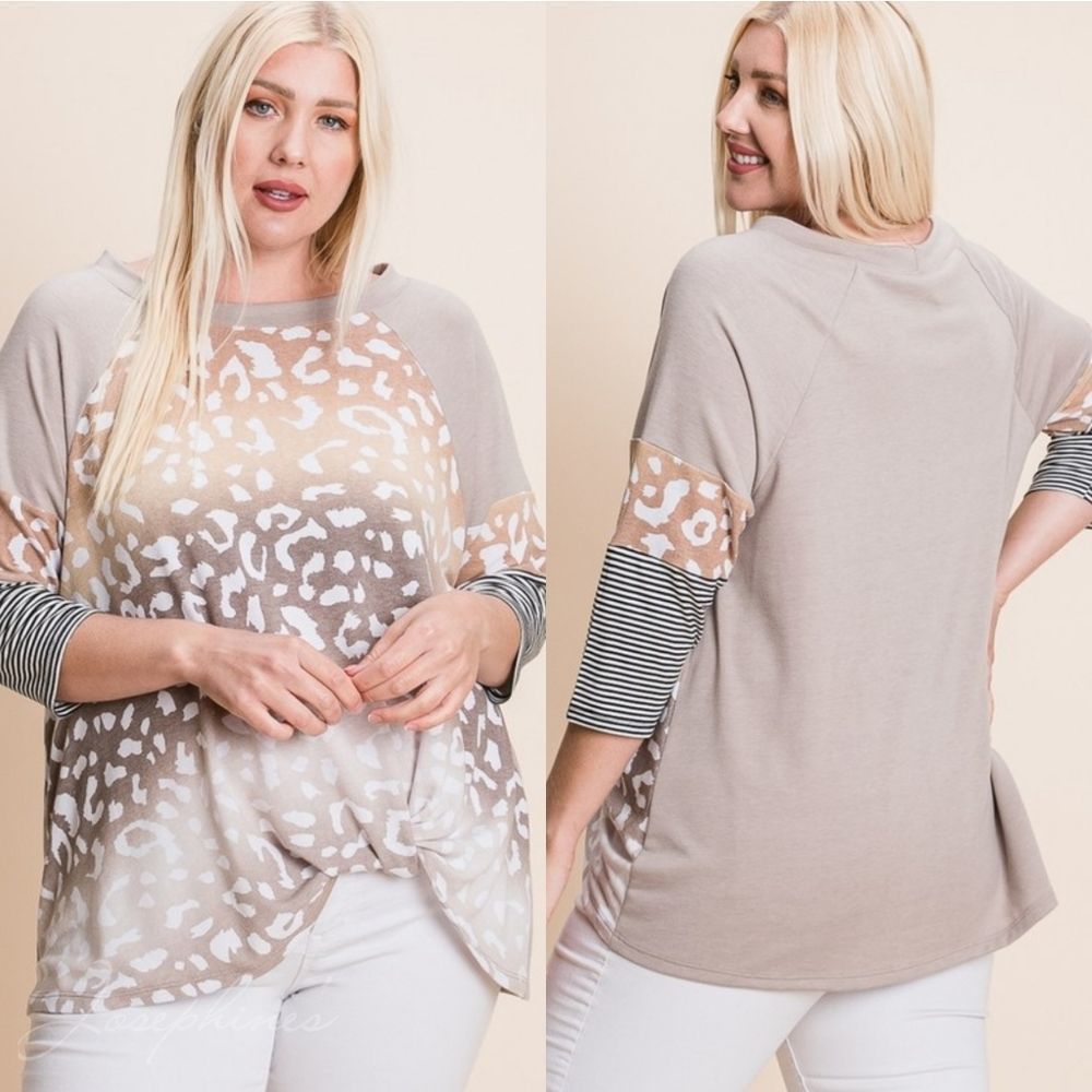 Plus Size Tie Dye Animal Print Top